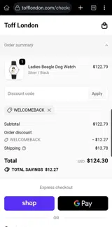 WELCOMEBACK coupon verification screenshot