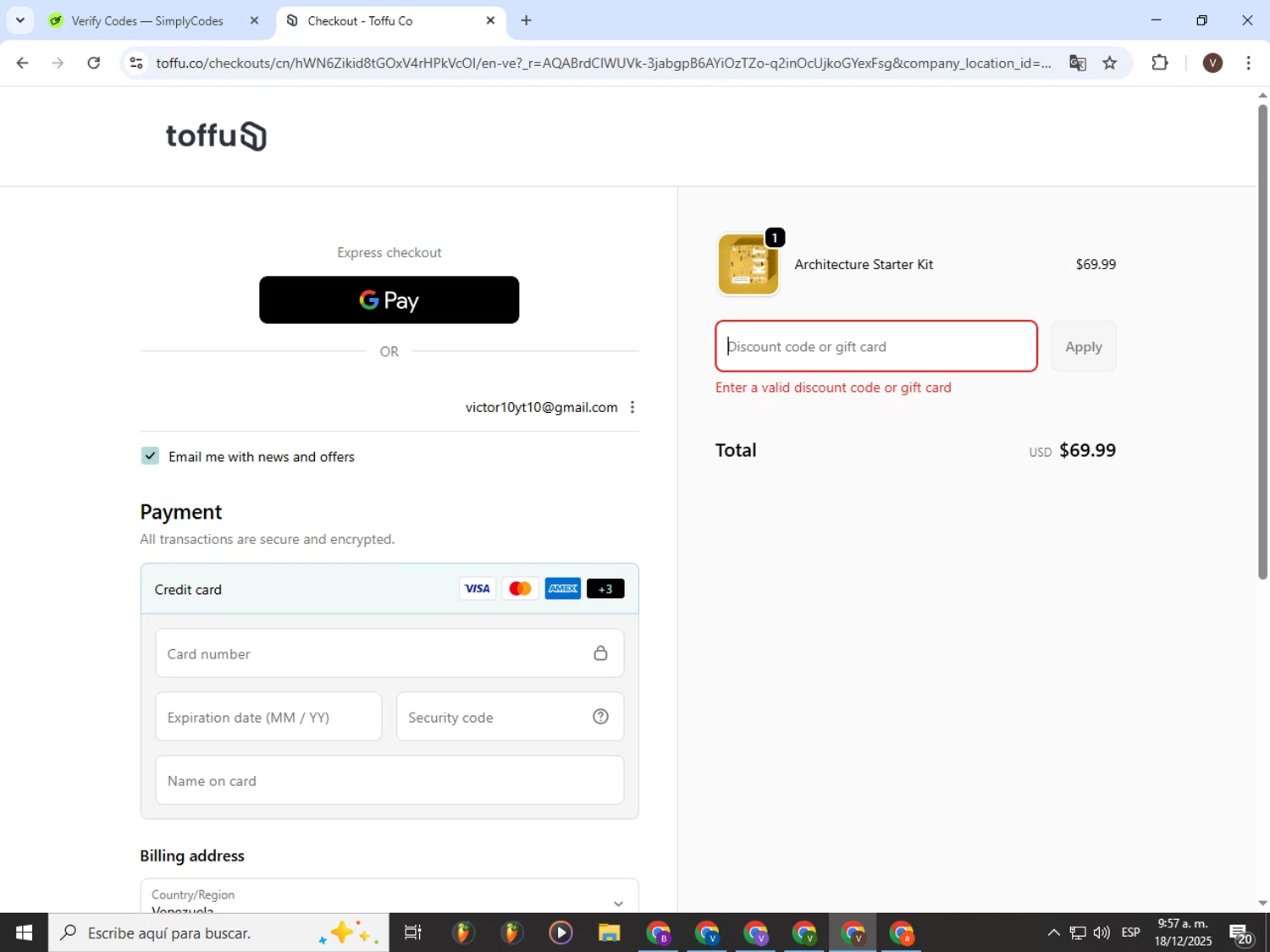 Toffu Co promo code screenshot showing code BLACK50 applied at Toffu Co checkout page. Uploaded by SimplyCodes community member CashLion3448 on Dec 18, 2025