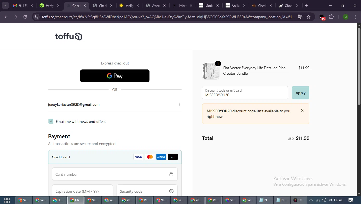 Toffu Co promo code screenshot showing code MISSEDYOU20 applied at Toffu Co checkout page. Uploaded by SimplyCodes community member SmartLion6646 on Nov 30, 2025