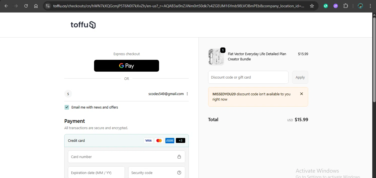 Toffu Co checkout page showing Toffu Co promo code box | Screenshot taken by SimplyCodes community member on Jan 18, 2026