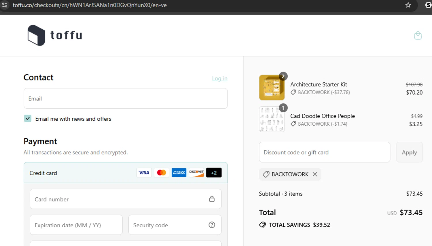 Toffu Co promo code screenshot showing code BACKTOWORK applied at Toffu Co checkout page. Uploaded by SimplyCodes community member argenygalvez on Sep 4, 2025