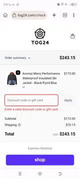 WINTOFFER coupon verification screenshot