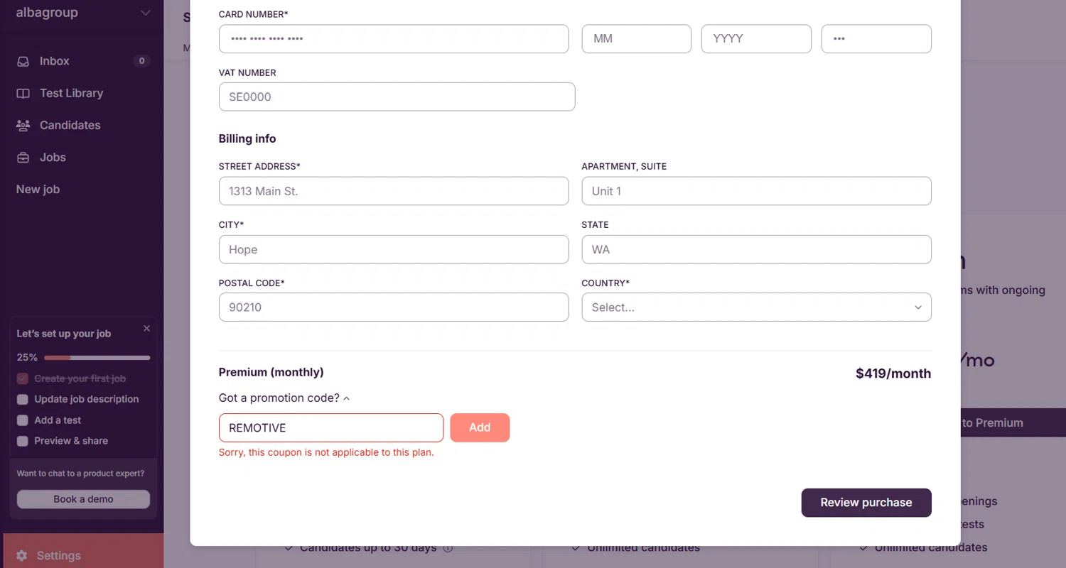 Toggl promo code screenshot showing code REMOTIVE applied at Toggl checkout page. Uploaded by SimplyCodes community member jade5416625024720 on Mar 13, 2025