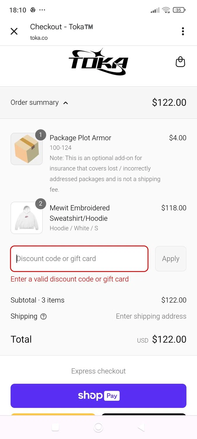 Toka discount code screenshot showing code WILSON applied at Toka checkout page. Uploaded by SimplyCodes community member ShieldWhiz4659 on Aug 5, 2025
