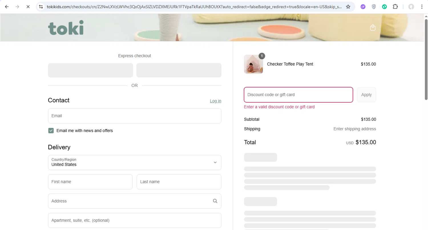 Toki Mats discount code screenshot showing code MOMVIP applied at Toki Mats checkout page. Uploaded by SimplyCodes community member ronaldacunajr13 on May 19, 2025