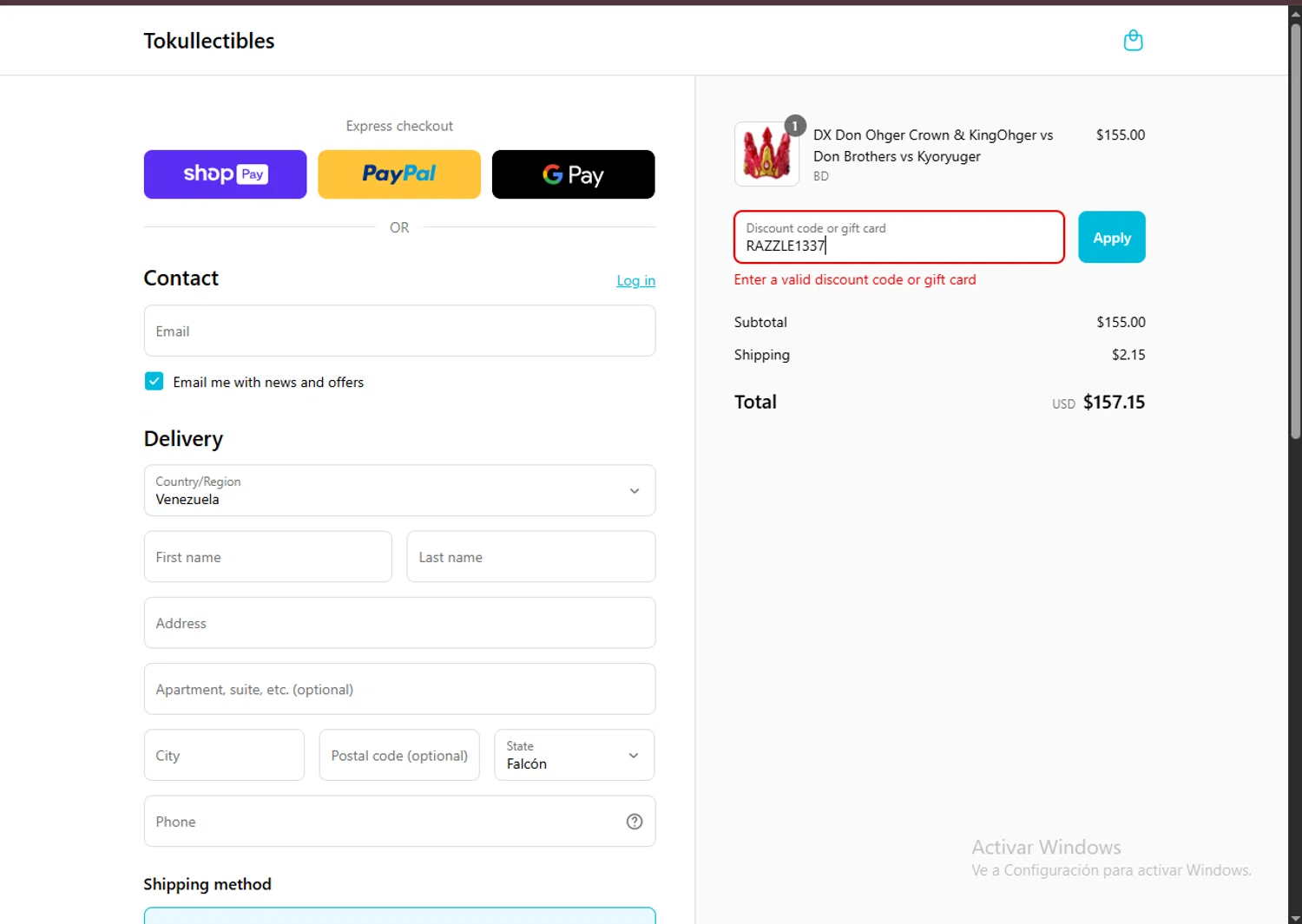 Tokullectibles discount code screenshot showing code RAZZLE1337 applied at Tokullectibles checkout page. Uploaded by SimplyCodes community member TreasureHero9595 on Aug 13, 2025