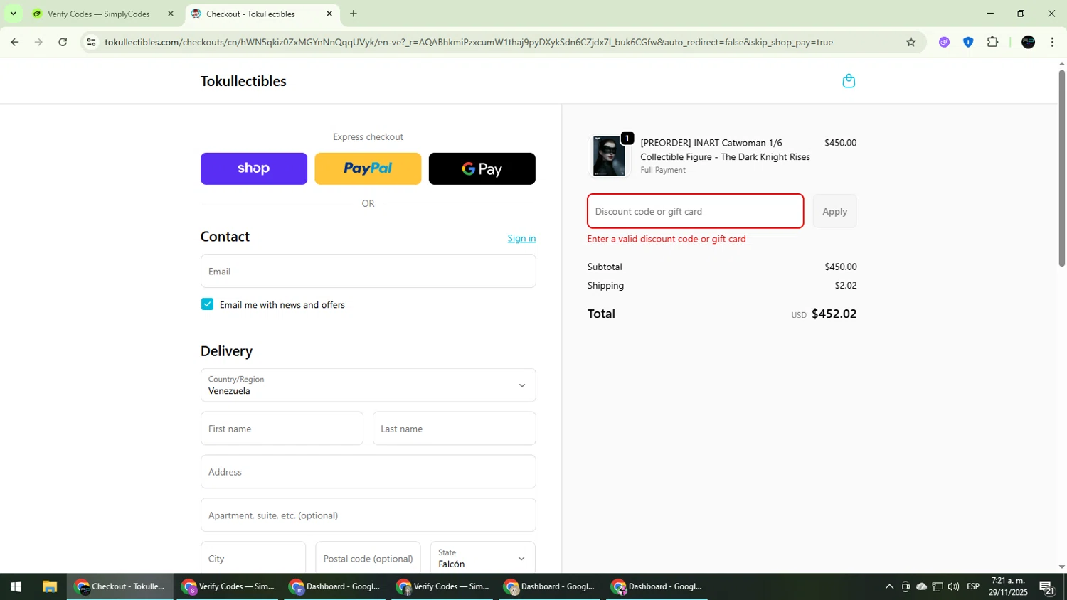 Tokullectibles discount code screenshot showing code MMPRTOYS applied at Tokullectibles checkout page. Uploaded by SimplyCodes community member CarmenVGR on Nov 29, 2025