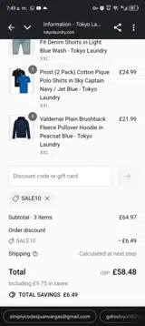 Sale10 coupon verification screenshot