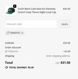 FINISH10 coupon verification screenshot
