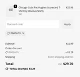 FINISH10 coupon verification screenshot