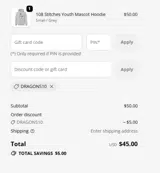 DRAGONS10 coupon verification screenshot