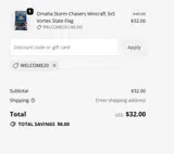 WELCOME20 coupon verification screenshot