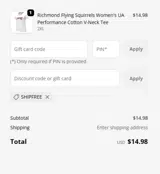 SHIPFREE coupon verification screenshot