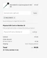 WELCOME10 coupon verification screenshot