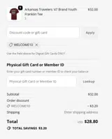 WELCOME10 coupon verification screenshot