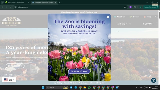 Toledo Zoo checkout page showing Toledo Zoo promo code box | Screenshot taken by SimplyCodes community member on Mar 29, 2025