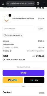 ELISE15 coupon verification screenshot