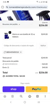 WELCOME10 coupon verification screenshot