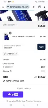 GREER10 coupon verification screenshot