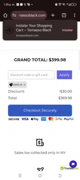 EMAIL30 coupon verification screenshot