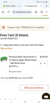 3TFAMILY16 coupon verification screenshot