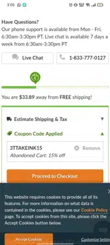 3TTAKEINK15 coupon verification screenshot