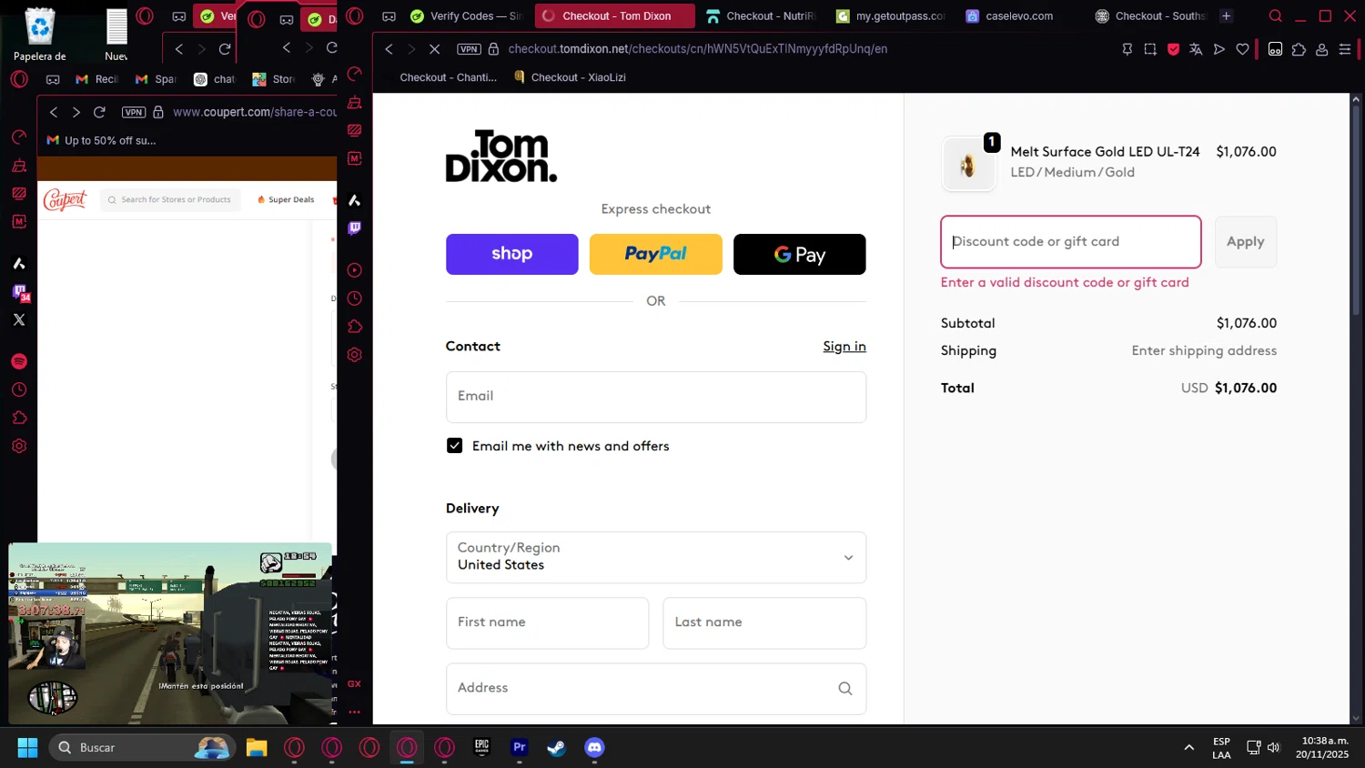 Tom Dixon promo code screenshot showing code EARLYBLACKFRIDAY applied at Tom Dixon checkout page. Uploaded by SimplyCodes community member Halanweik on Nov 20, 2025