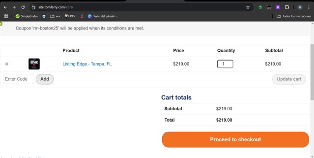 Tom Ferry checkout page showing Tom Ferry discount code box | Screenshot taken by SimplyCodes community member on Jan 30, 2025