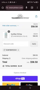 Sunfiber2024 coupon verification screenshot