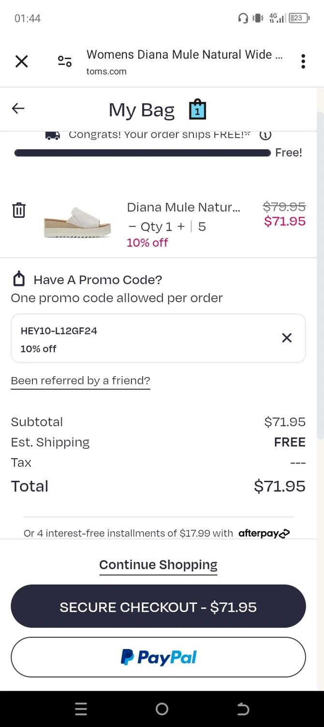 Toms shoes fashion coupon