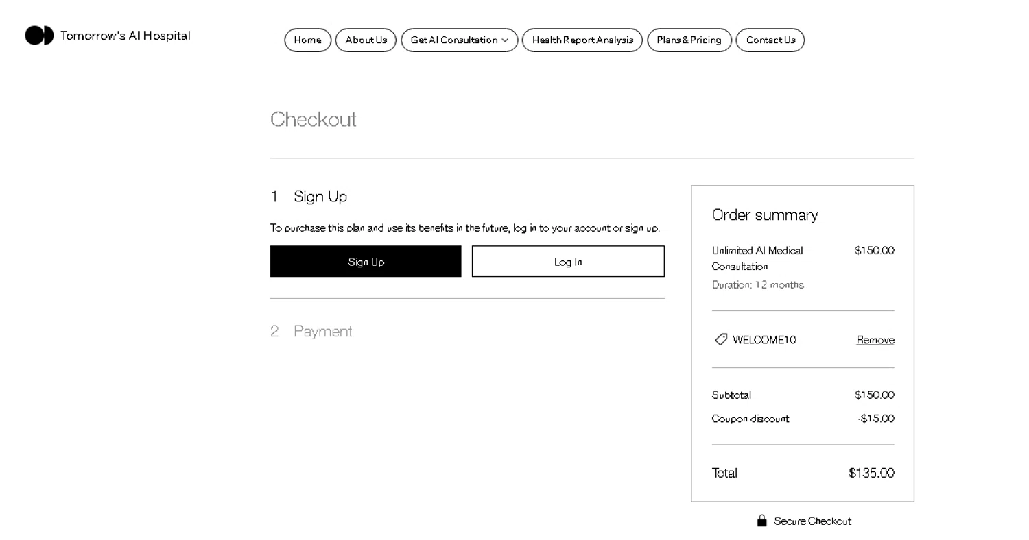 Tom's Hospital promo code screenshot showing code WELCOME10 applied at Tom's Hospital checkout page. Uploaded by SimplyCodes community member beatrizcastillo on May 15, 2026