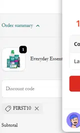 FIRST10 coupon verification screenshot