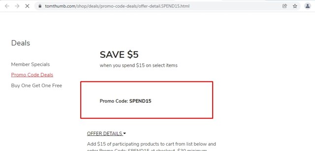 Tom Thumb checkout page showing Tom Thumb promo code box | Screenshot taken by SimplyCodes community member on Dec 16, 2021