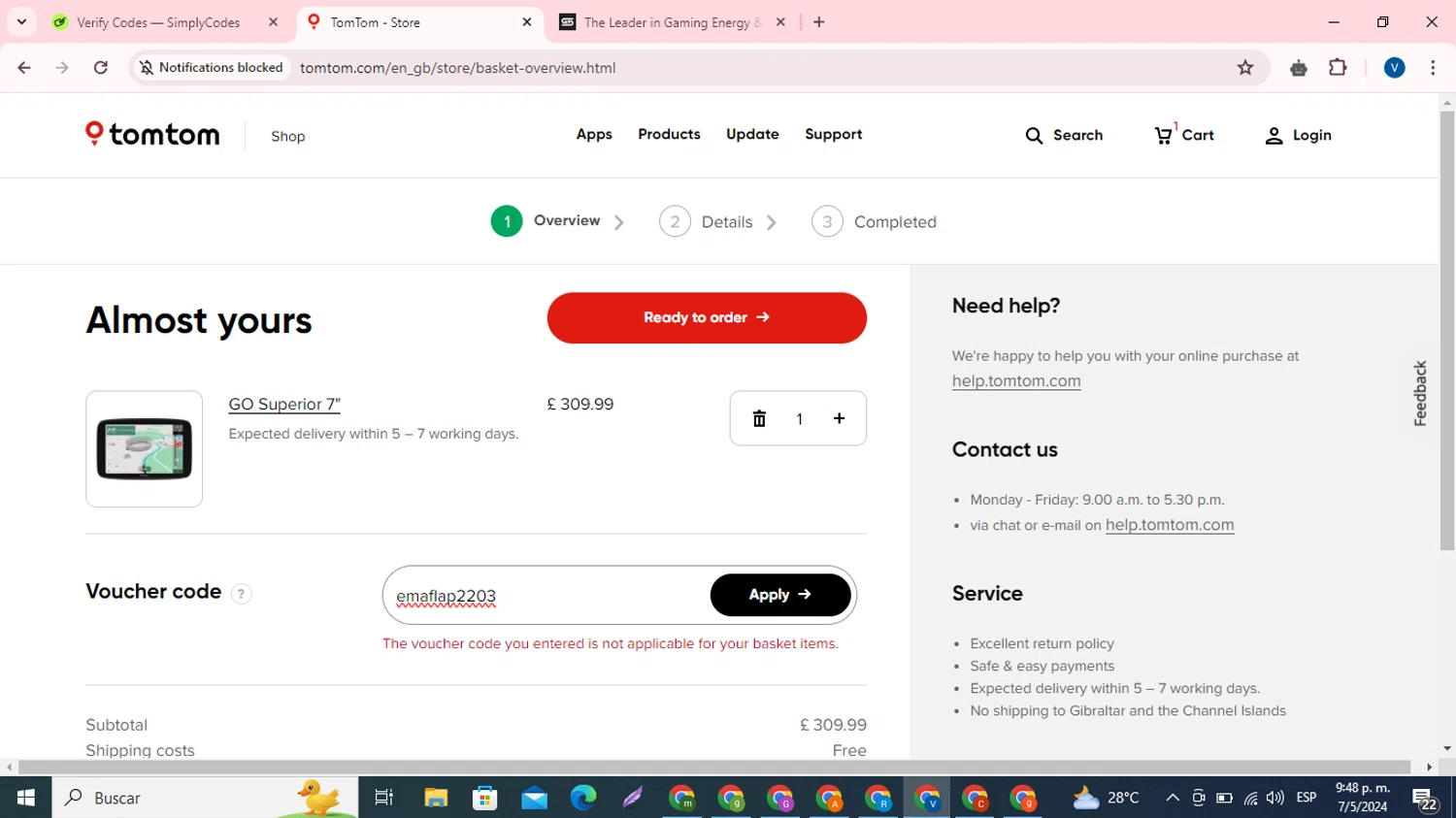 where to use TomTom promo code box