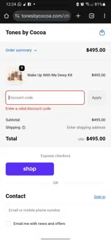 tones20off coupon verification screenshot
