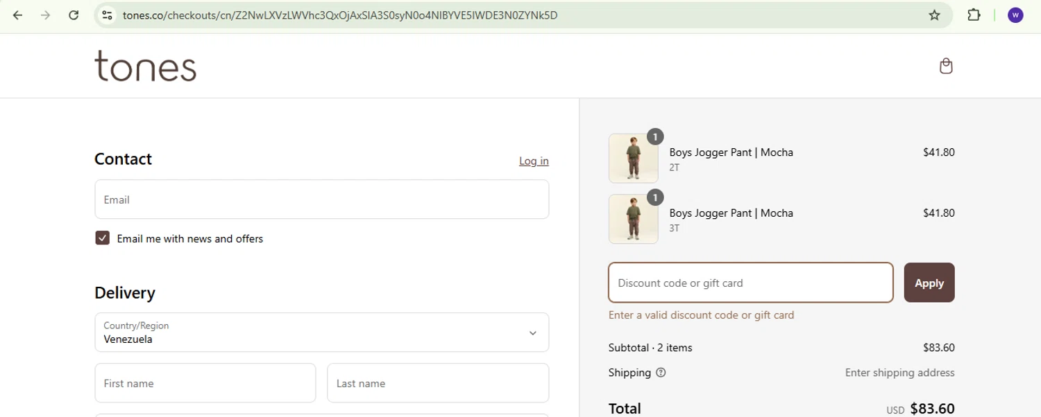 Tones coupon code screenshot showing code WELCOME99XBDVSZ applied at Tones checkout page. Uploaded by SimplyCodes community member ValiantRanger5812 on Mar 13, 2025