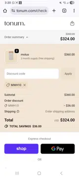 Tonum coupon verification screenshot