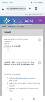 Toolfarm coupon verification screenshot
