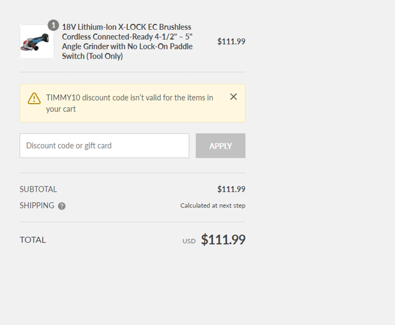 Tool Parts Direct checkout page showing Tool Parts Direct promo code box | Screenshot taken by SimplyCodes community member on Mar 14, 2024