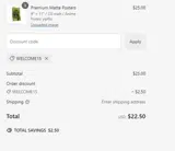 welcome15 coupon verification screenshot