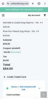 PIRATE10 coupon verification screenshot