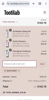 Wavycurly coupon verification screenshot