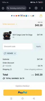 Toozey coupon verification screenshot