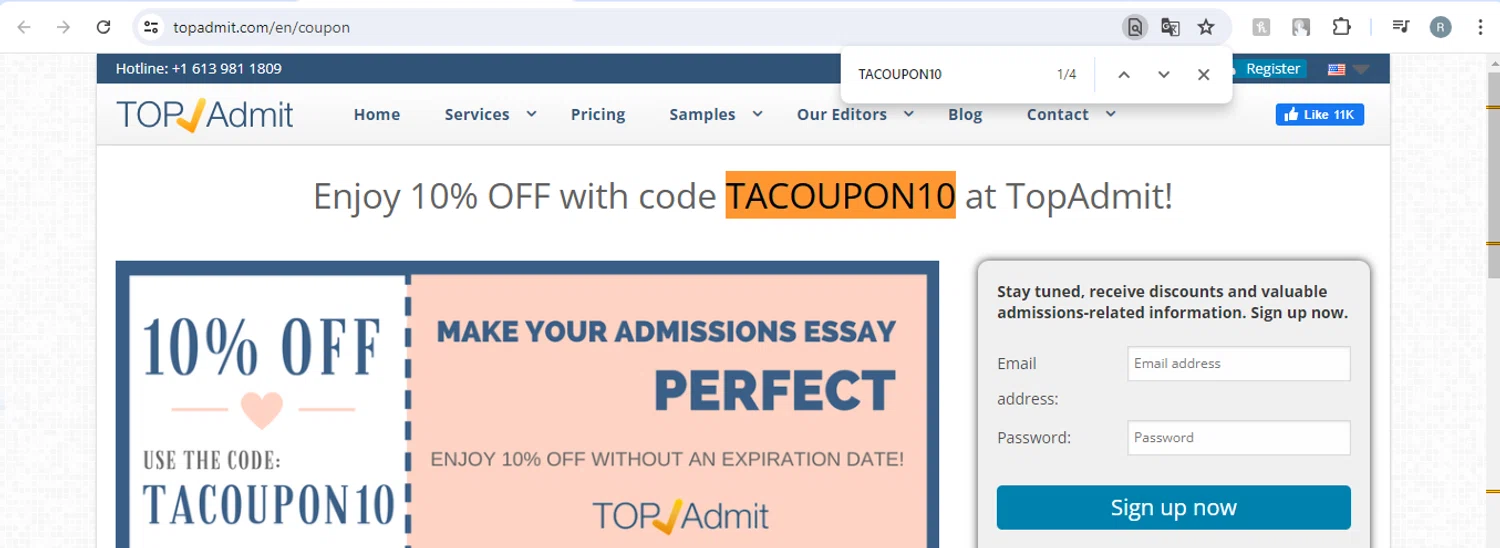 Top Admit checkout page showing Top Admit promo code box | Screenshot taken by SimplyCodes community member on Aug 14, 2024