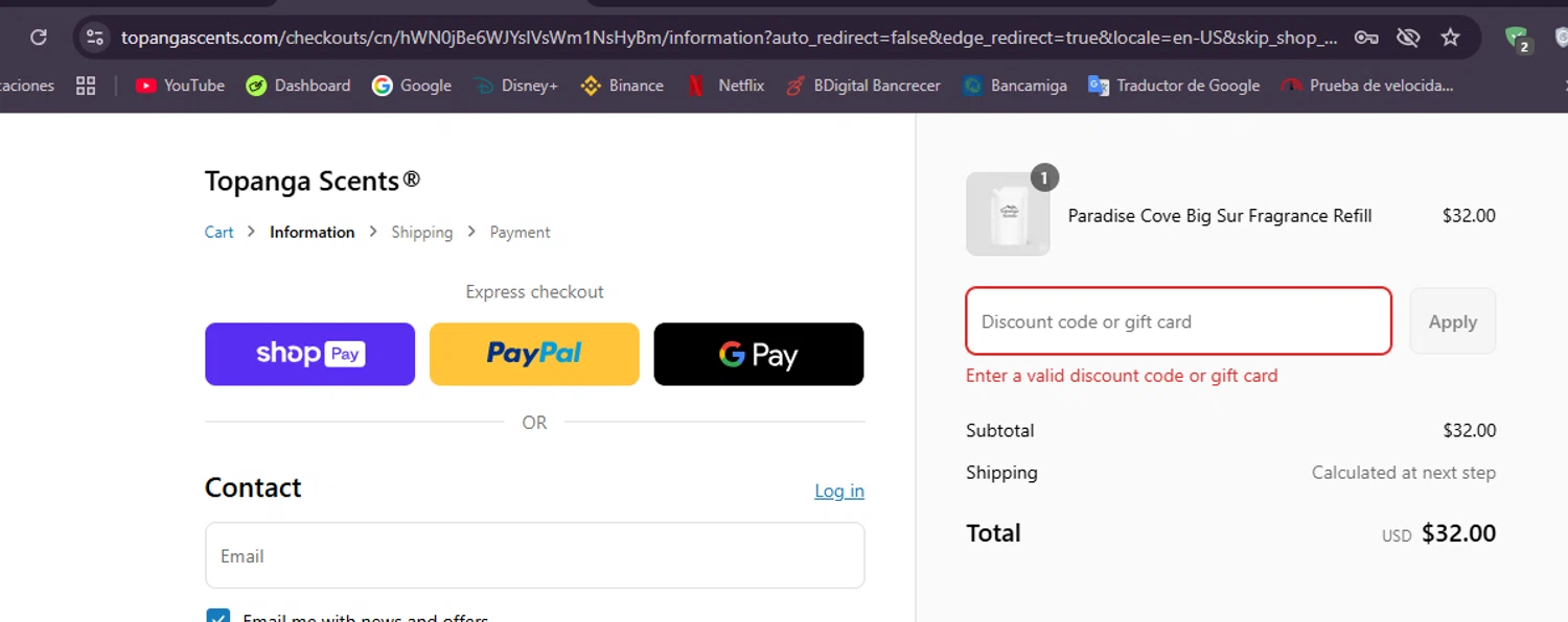 Topanga Scents discount code screenshot showing code SPRING5 applied at Topanga Scents checkout page. Uploaded by SimplyCodes community member Mulan5674851292422 on Jul 17, 2025