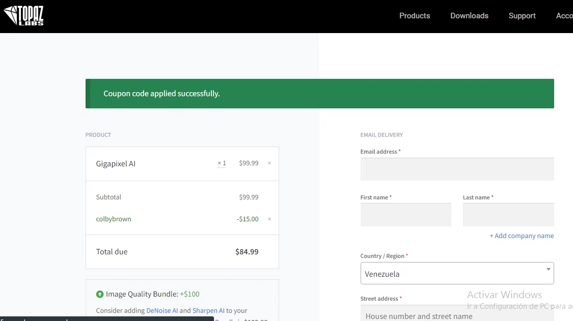 where to use Topaz Labs promo code box
