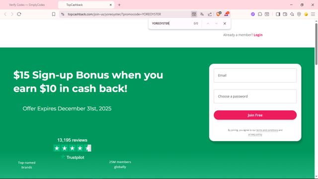 TopCashback checkout page showing TopCashback promo code box | Screenshot taken by SimplyCodes community member on Aug 27, 2025