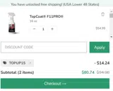 Topup15 coupon verification screenshot