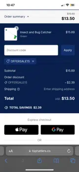 OFFERSALE15 coupon verification screenshot