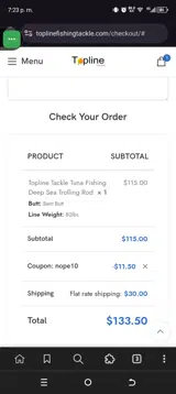 NOPE10 coupon verification screenshot
